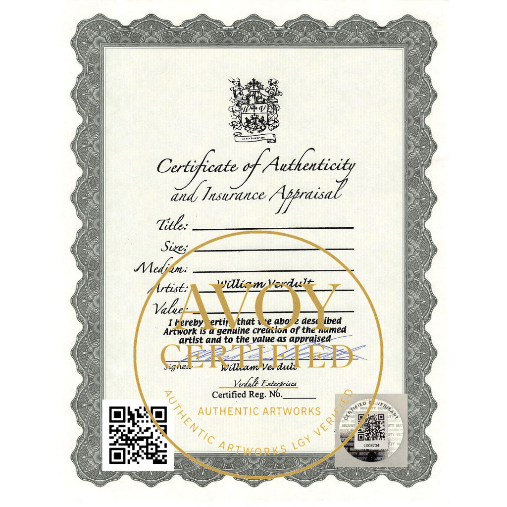 Official William Verdult COA | Blockchain Authenticated | Verisart + Mailed Cert