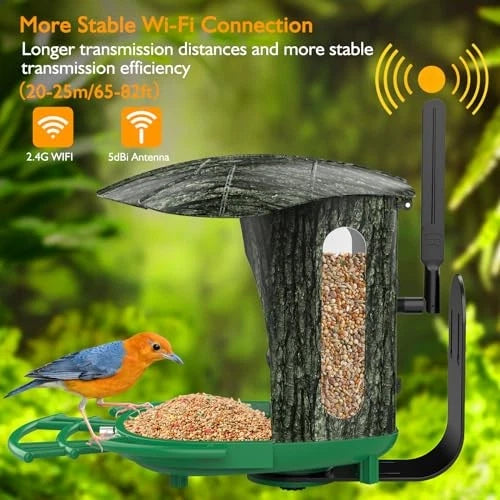 Lollyes AI Smart Bird Feeder Camera combines advanced 1080P HD video with AI technology