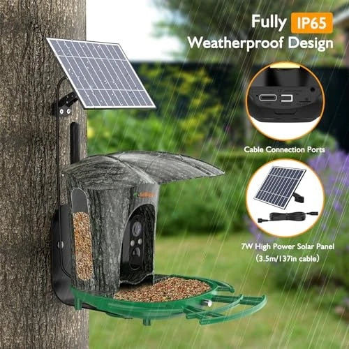 Lollyes AI Smart Bird Feeder Camera combines advanced 1080P HD video with AI technology
