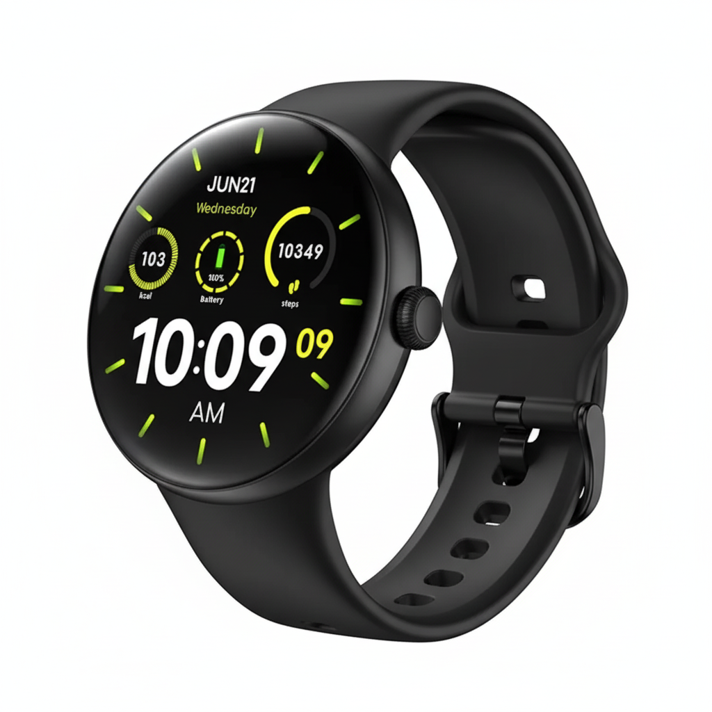 Smartwatch with Black Band and Black Casing