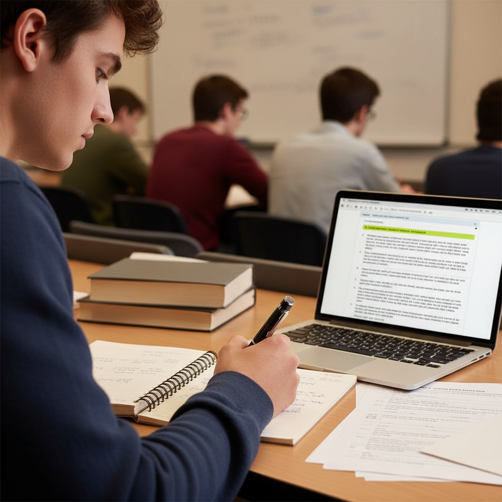 Student using pen voice recorder