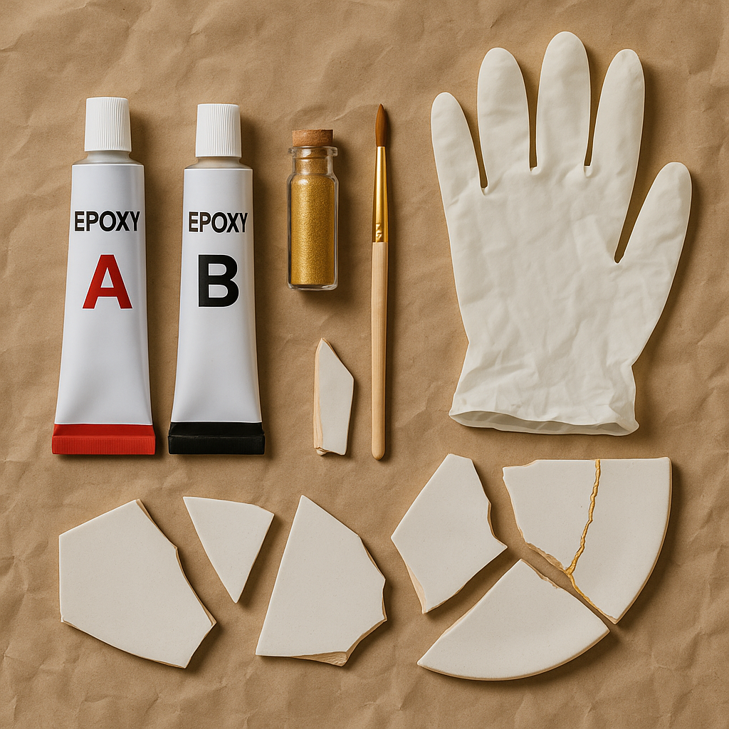 Daistely Kintsugi Repair Kit Gold Ceramic Pottery DIY Epoxy